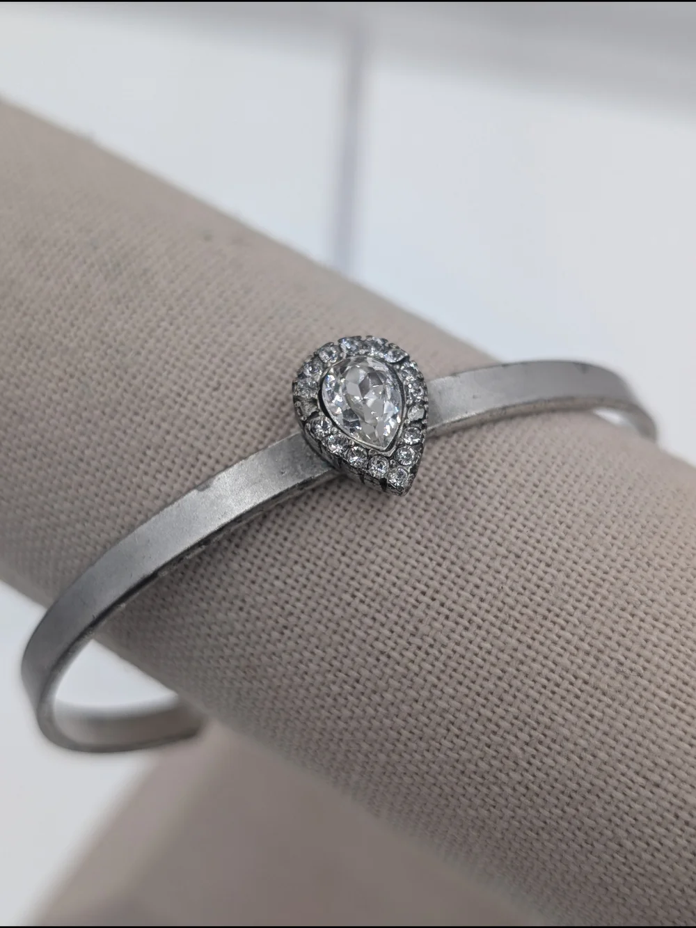 Loren Hope Silver Teardrop Crystal Cuff Bracelet 0104